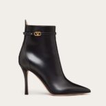 Valentino Women Garavani Tan-Go Ankle Boot in Calfskin Leather 100 mm-Black