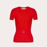 Valentino Women Wool Sweater with VLogo Signature Belt Detail-Red
