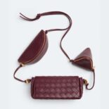 Bottega Veneta Women Intrecciato Leather Multi Pouch On Strap-Maroon