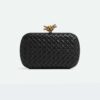 Bottega Veneta Women Knot Minaudiere Padded Intreccio Leather Minaudiere-Black