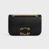 Celine Women Medium Bag Triomphe Frame in Shiny Calfskin-Black