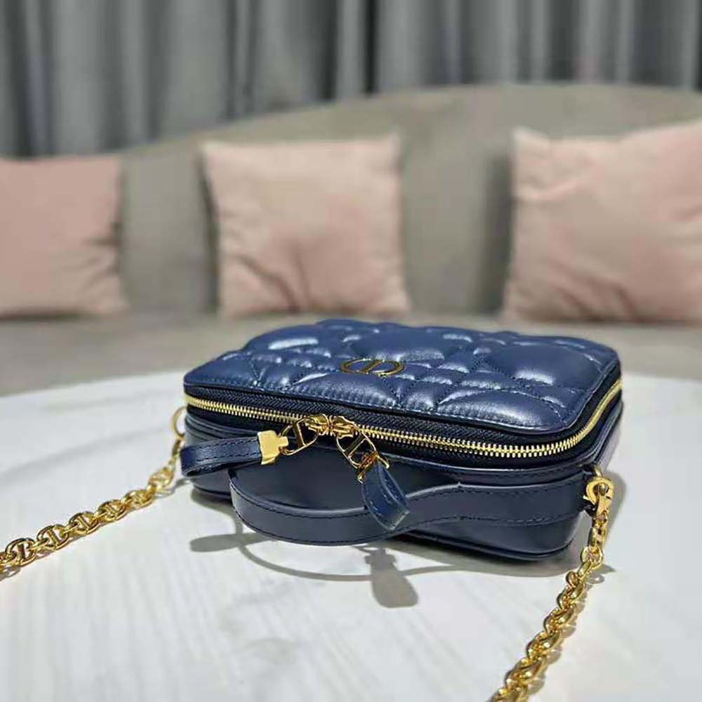 Dior Women Caro Box Bag with Chain Royal Blue Quilted Macrocannage Calfskin 5 Dior Women Caro Box Bag with Chain Royal Blue Quilted Macrocannage Calfskin - Image 5