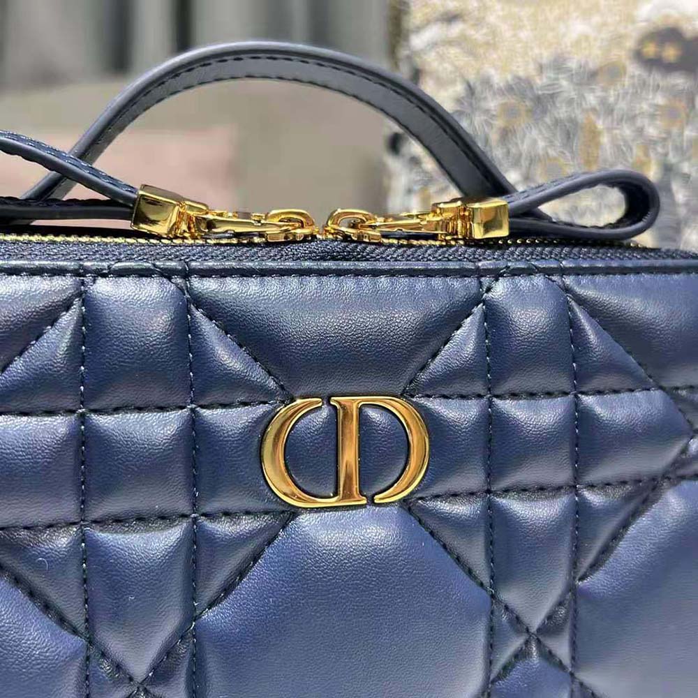 Dior Women Caro Box Bag with Chain Royal Blue Quilted Macrocannage Calfskin 8 Dior Women Caro Box Bag with Chain Royal Blue Quilted Macrocannage Calfskin - Image 8