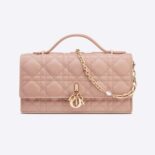 Dior Women Lady Dior Top Handle Clutch Rose Des Vents Cannage Lambskin