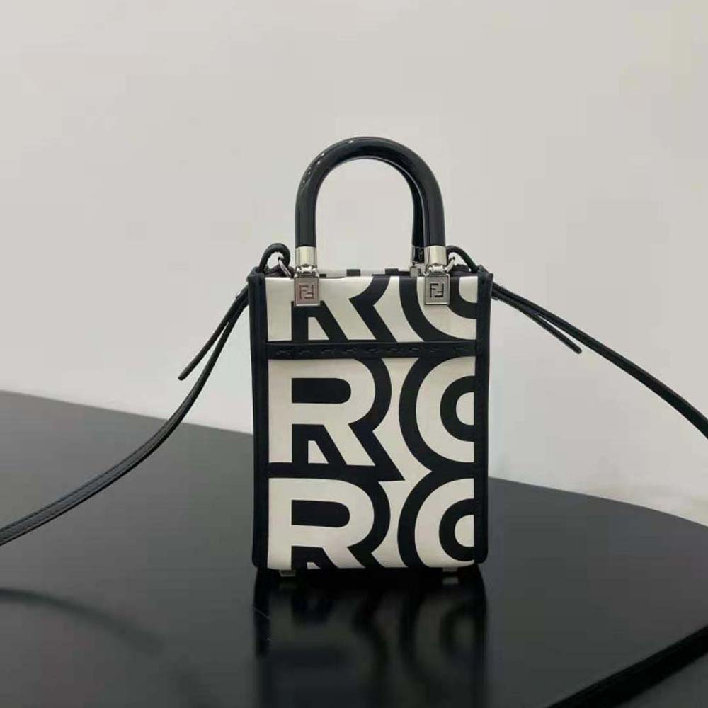 Fendi Women Mini Sunshine Shopper Two-Tone Printed Lleather Fendi Roma Capsule Mini-Bag 3 Fendi Women Mini Sunshine Shopper Two-Tone Printed Lleather Fendi Roma Capsule Mini-Bag - Image 3