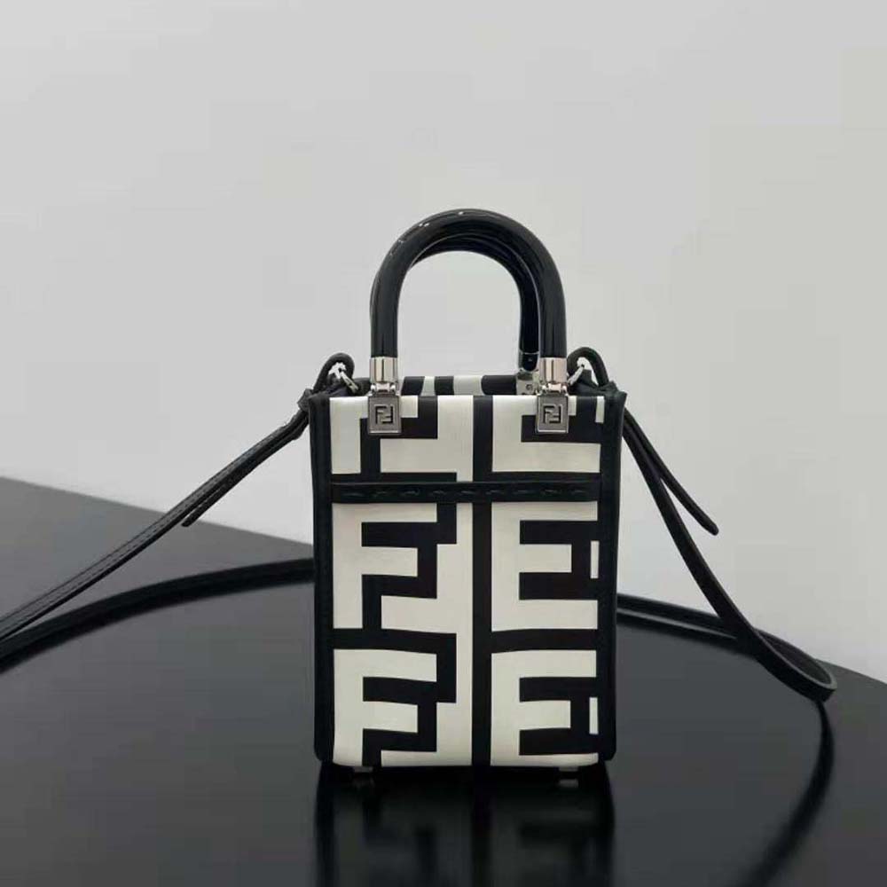 Fendi Women Mini Sunshine Shopper Two-Tone Printed Lleather Fendi Roma Capsule Mini-Bag 2 Fendi Women Mini Sunshine Shopper Two-Tone Printed Lleather Fendi Roma Capsule Mini-Bag - Image 2