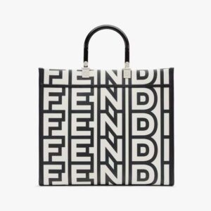 Fendi Women Sunshine Medium Two-Tone Printed Leather Fendi Roma Capsule Shopper