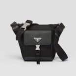 Prada Men Re-Nylon and Saffiano Leather Shoulder Bag-Black