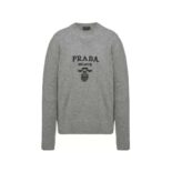 Prada Men Wool and Cashmere Crew-Neck Sweater-Gray