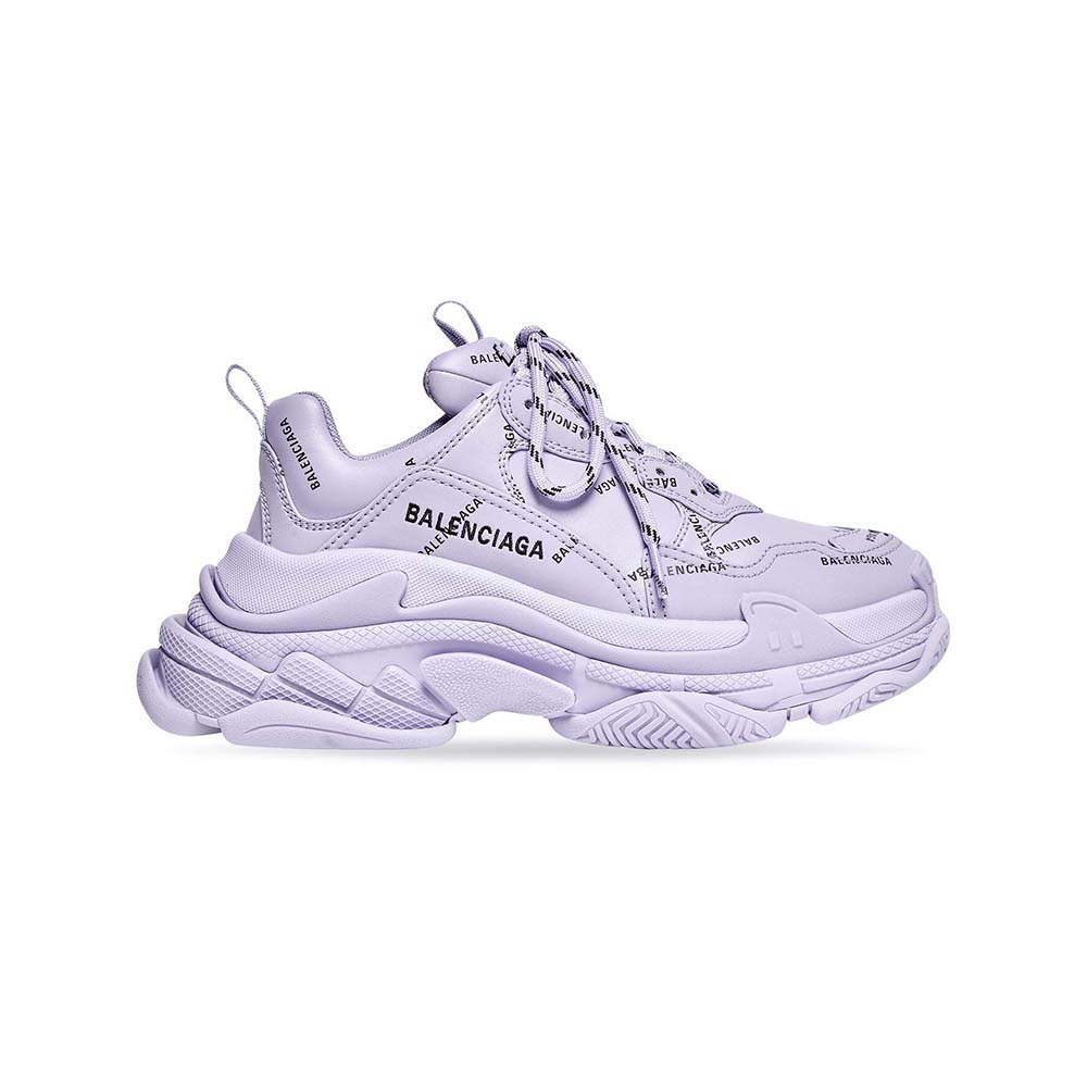 Balenciaga Unisex Triple S Sneaker Allover Logo in Lilac Purple and ...