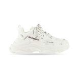 Balenciaga Unisex Triple S Sneaker Allover Logo in White and Black Technical Material
