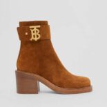 Burberry Women Monogram Motif Suede Block-Heel Boots