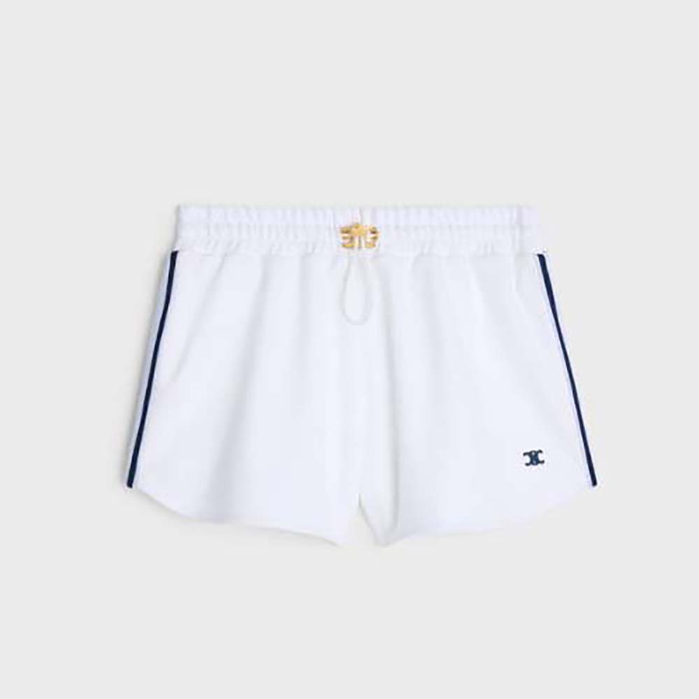 Celine Women Athletic Shorts in Double Face Jersey-White