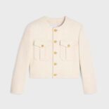 Celine Women Cropped Military Jacket in Silk Rush-Beige