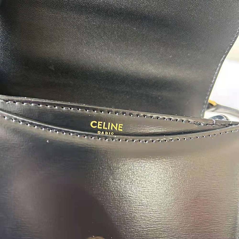 CELINE BAGS MINI BESACE TRIOMPHE IN SHINY CALFSKIN BLACK in 2023