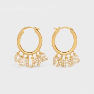 Celine Women Paris Hoops in Brass with Gold Finish and Crystals