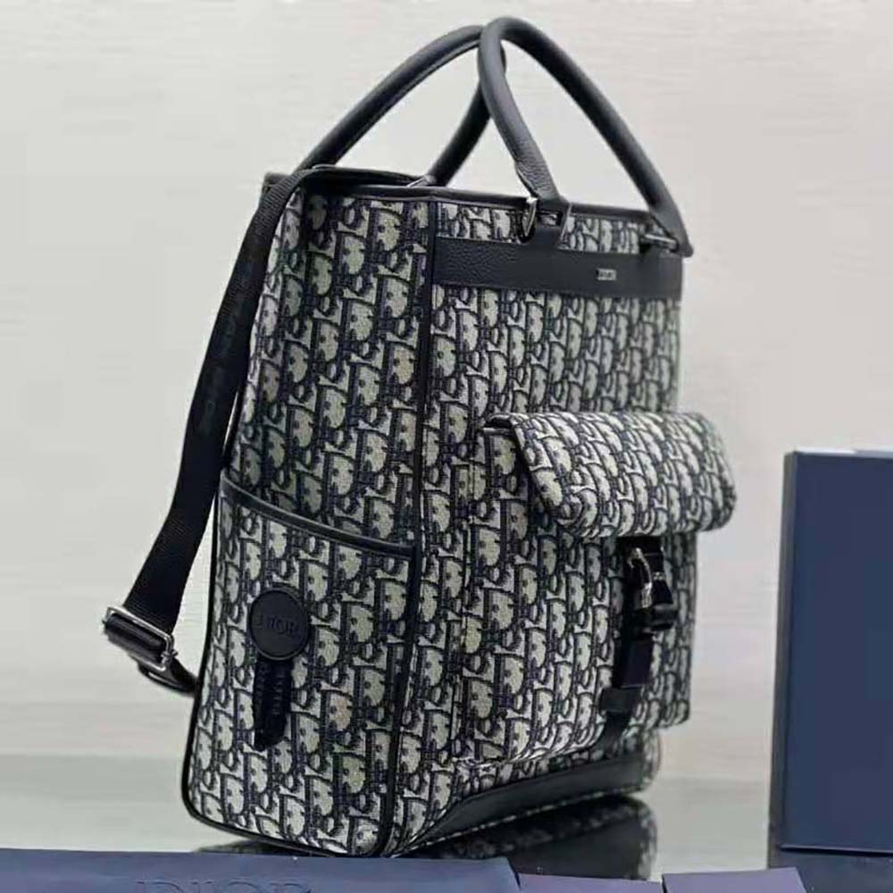 Tote Bags  Dior Mens Dior Explorer Tote Bag Beige And Black Dior Oblique  Jacquard And Black Grained Calfskin ~ Antoniaweir