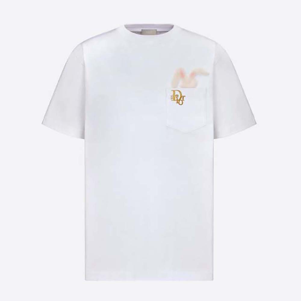 Dior Men Relaxed-Fit Dior by Erl T-Shirt White Cotton Jersey