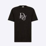 Dior Men Relaxed-Fit Dior by Erl T-shirt Black Slub Cotton Jersey