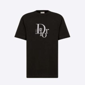 Dior Men Relaxed-Fit Dior by Erl T-shirt Black Slub Cotton Jersey