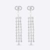 Dior Women 30 Montaigne Earrings Silver-Finish Metal with White Resin Pearls and Silver-Tone Crystals