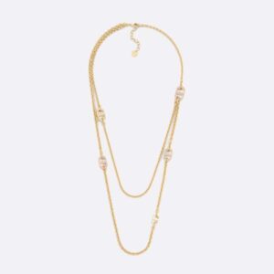 Dior Women 30 Montaigne Necklace Gold-Finish Metal and Sand Pink Lacquer