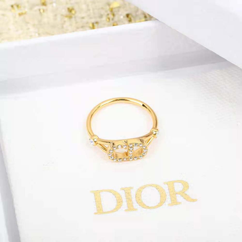 Dior Women Clair D Lune Ring Gold-Finish Metal and White Crystals 3 Dior Women Clair D Lune Ring Gold-Finish Metal and White Crystals - Image 3