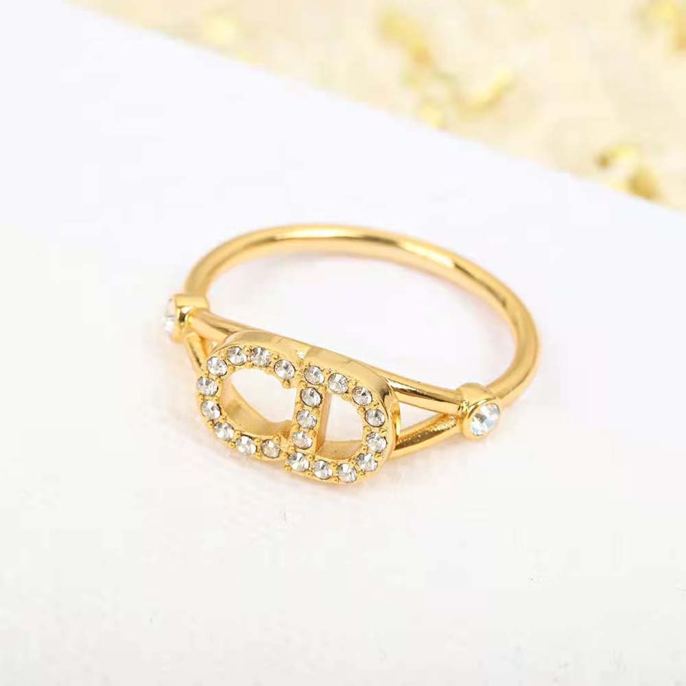 Dior Women Clair D Lune Ring Gold-Finish Metal and White Crystals 6 Dior Women Clair D Lune Ring Gold-Finish Metal and White Crystals - Image 6