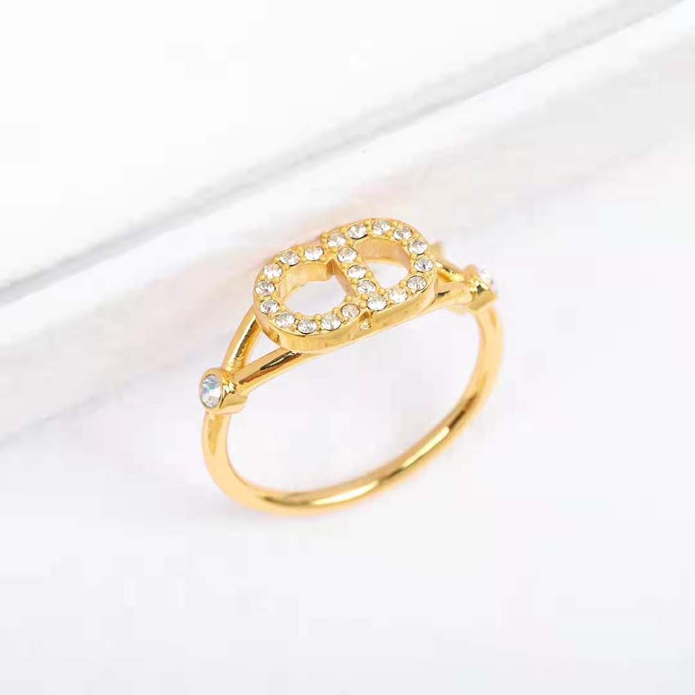 Dior Women Clair D Lune Ring Gold-Finish Metal and White Crystals 5 Dior Women Clair D Lune Ring Gold-Finish Metal and White Crystals - Image 5