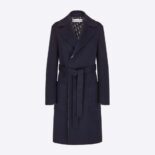 Dior Women Coat Blue Double-Sided Wool with Dior Oblique Interior