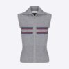 Dior Women Dioralps Sleeveless Zipped Sweater Gray Three-Tone Wool and Cashmere Knit
