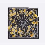 Dior Women Granville 90 Square Scarf Black and Gold-Tone Silk Twill