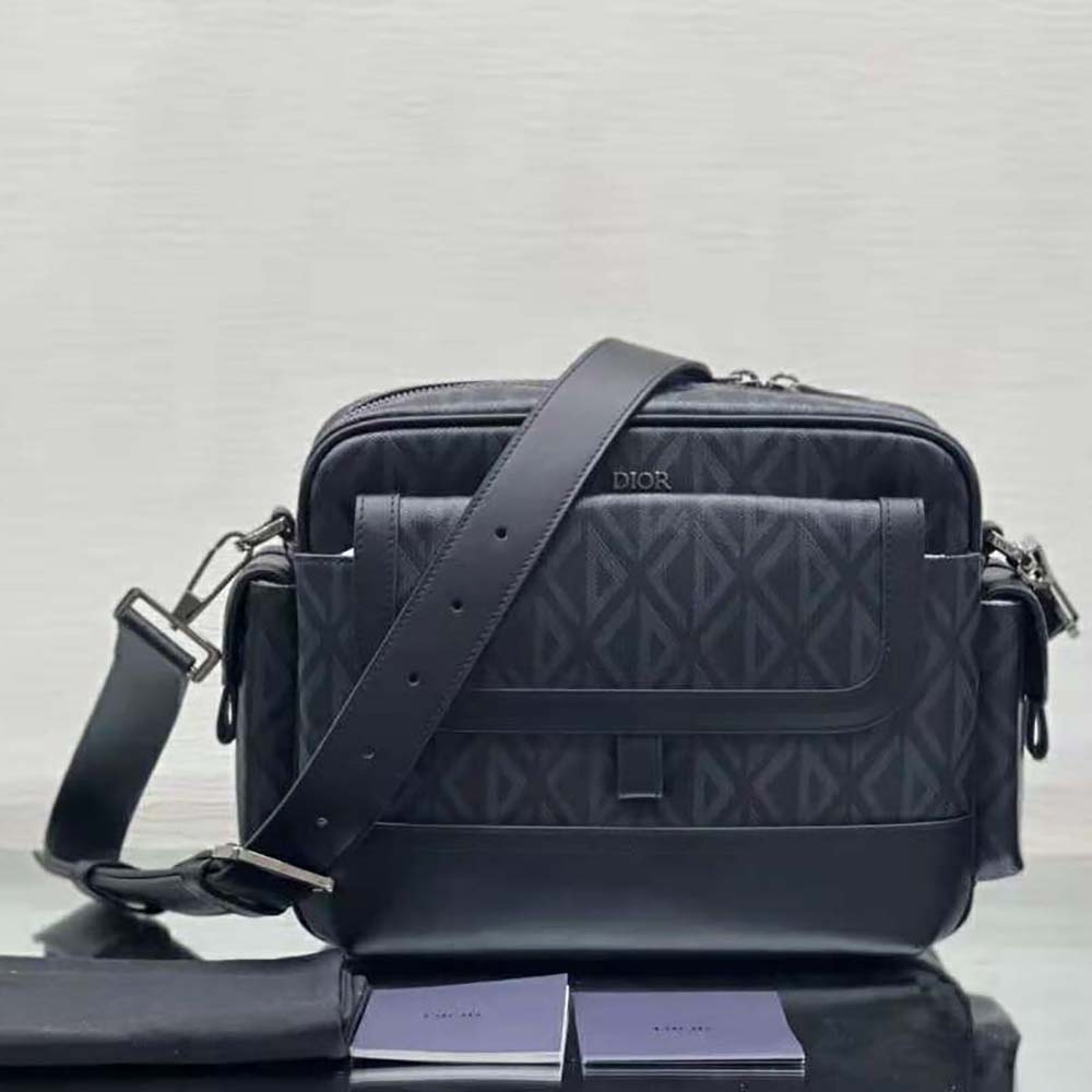 Dior Men Hit the Road Messenger Pouch Black CD Diamond Canvas and Smooth Calfskin 2 Dior Men Hit the Road Messenger Pouch Black CD Diamond Canvas and Smooth Calfskin - Image 2