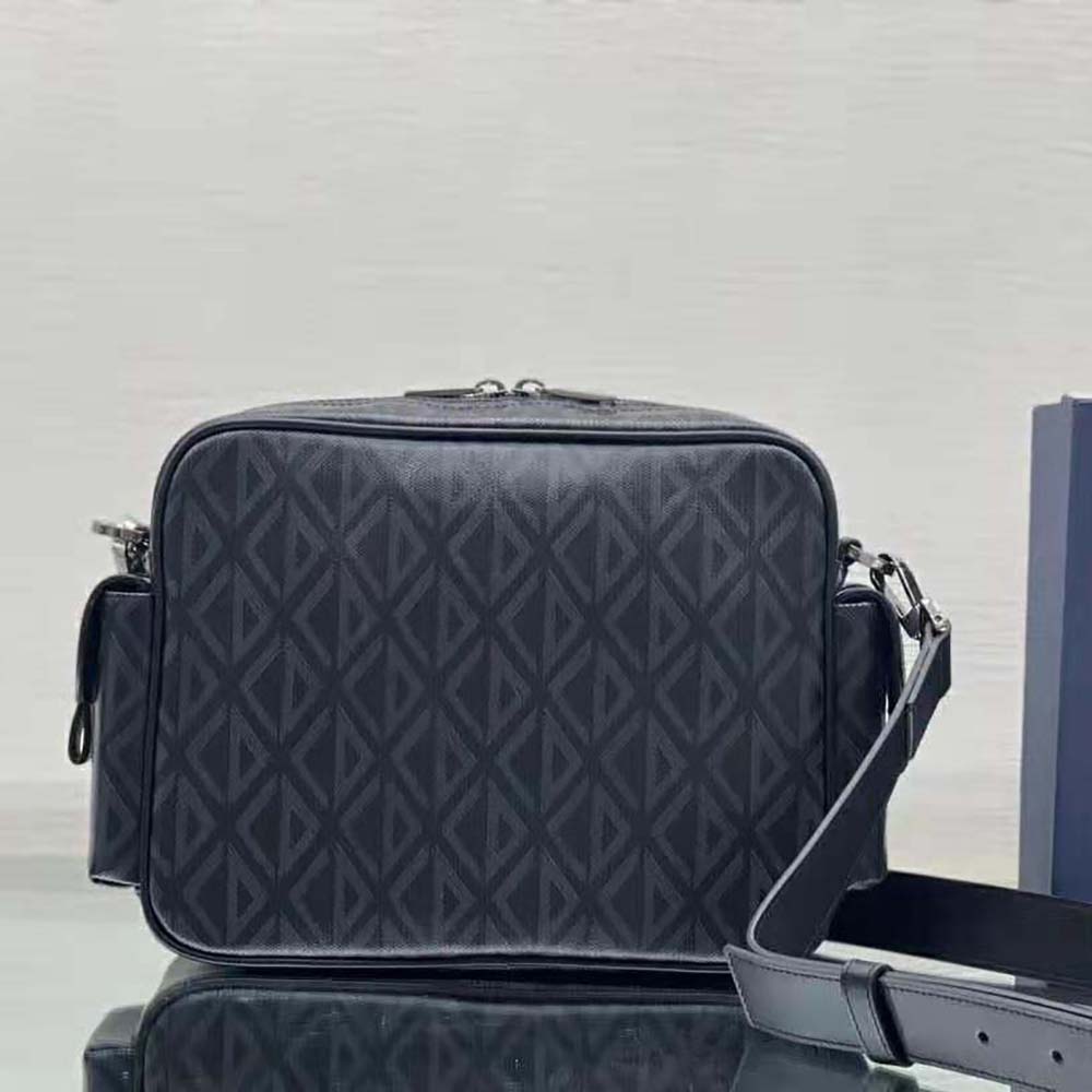 Dior Men Hit the Road Messenger Pouch Black CD Diamond Canvas and Smooth Calfskin 3 Dior Men Hit the Road Messenger Pouch Black CD Diamond Canvas and Smooth Calfskin - Image 3