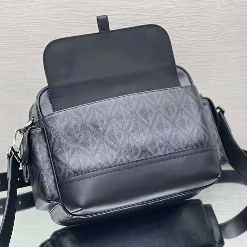 Dior Men Hit the Road Messenger Pouch Black CD Diamond Canvas and Smooth Calfskin 7 Dior Men Hit the Road Messenger Pouch Black CD Diamond Canvas and Smooth Calfskin - Image 7