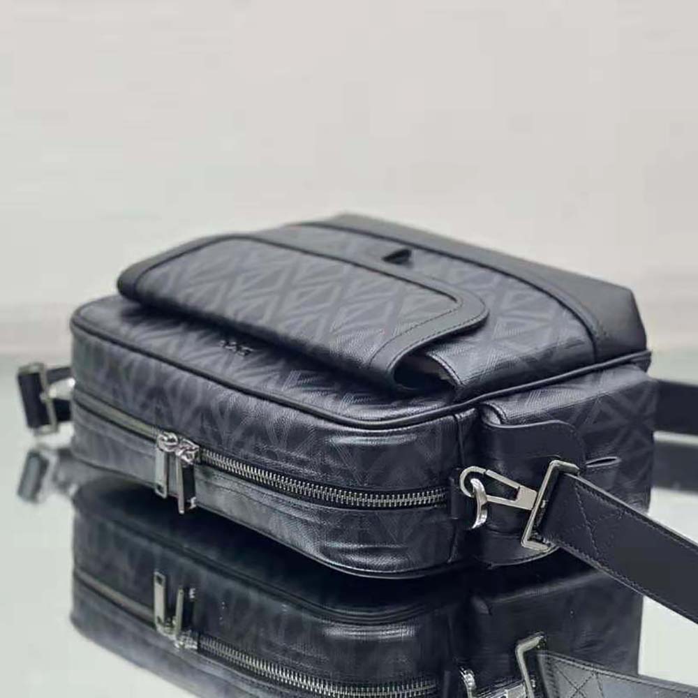 Dior Men Hit the Road Messenger Pouch Black CD Diamond Canvas and Smooth Calfskin 6 Dior Men Hit the Road Messenger Pouch Black CD Diamond Canvas and Smooth Calfskin - Image 6