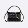 Dior Women Lady Dior Top Handle Drawstring Mini Bag Black Cannage Lambskin