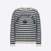 Dior Women Marinière Sweater Navy Blue and White Linen Cashmere and Silk Knit with Signature