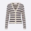Dior Women Marinière Twin-Set Ecru and Navy Blue Cotton Knit