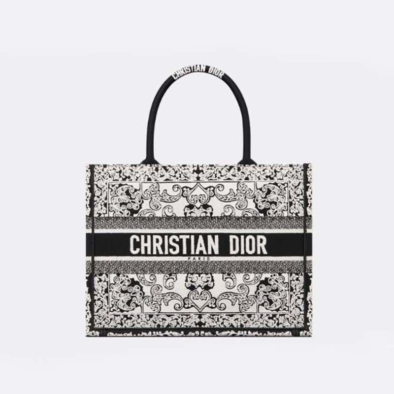 Dior Women Medium Dior Book Tote White and Red Dior Bandana Embroidery