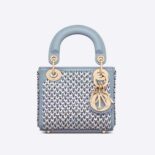 Dior Women Micro Lady Dior Bag Horizon Blue Embroidered Calfskin with Multicolor Sequins