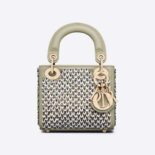 Dior Women Micro Lady Dior Bag Sage Green Embroidered Calfskin with Multicolor Sequins
