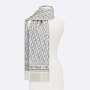 Dior Women Oblique Scarf Gray Cashmere