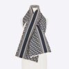Dior Women Oblique Scarf Navy Blue Technical Taffeta and Ecru Shearling Effect