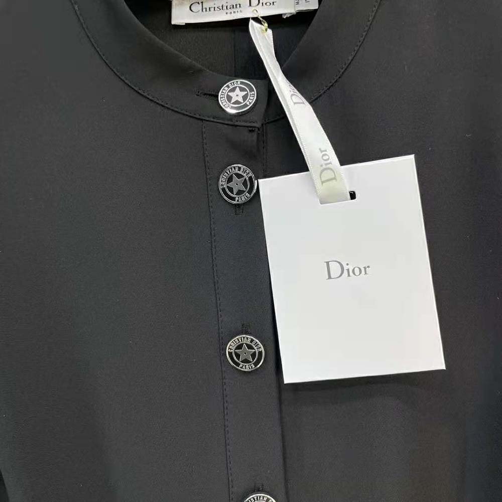 Dior Women Short Flared Dress Black Wool and Silk
