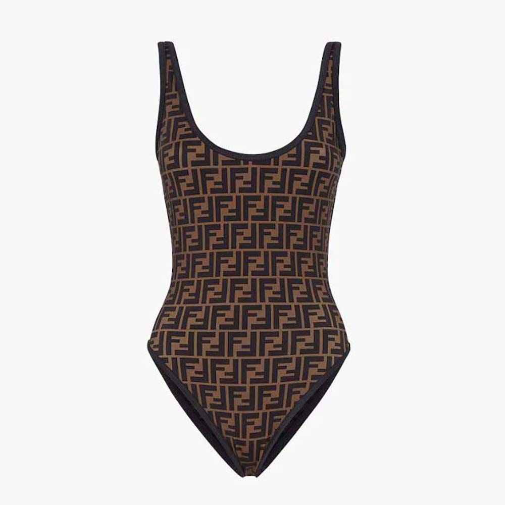 Fendi Women Brown Lycra® Swimsuit-Brown 1 Fendi Women Brown Lycra® Swimsuit-Brown