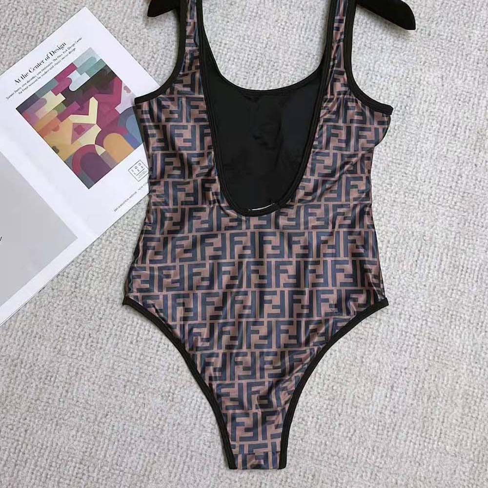 Fendi Women Brown Lycra® Swimsuit-Brown 3 Fendi Women Brown Lycra® Swimsuit-Brown - Image 3