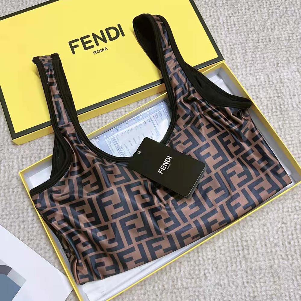 Fendi Women Brown Lycra® Swimsuit-Brown 4 Fendi Women Brown Lycra® Swimsuit-Brown - Image 4