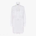 Fendi Women High Collar Shirt White Cotton Dress