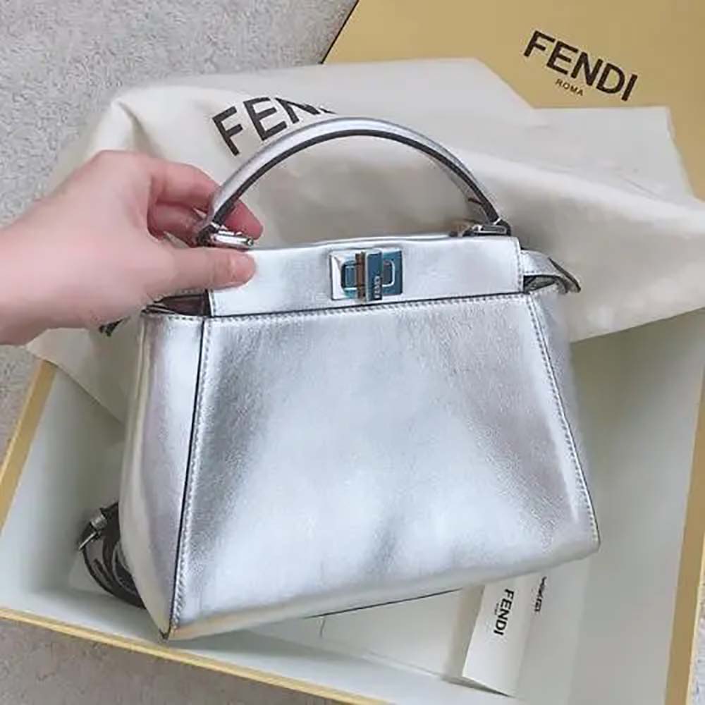 Fendi Women Peekaboo Iconic XS Mini-Bag in Silver 2 Fendi Women Peekaboo Iconic XS Mini-Bag in Silver - Image 2